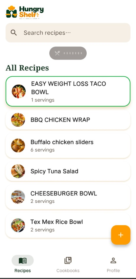 Saved recipes on your Hungry Shelf